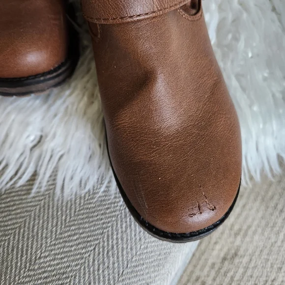 Breckelles Brown Ankle Boots with Gold Studs - Picture 4 of 9